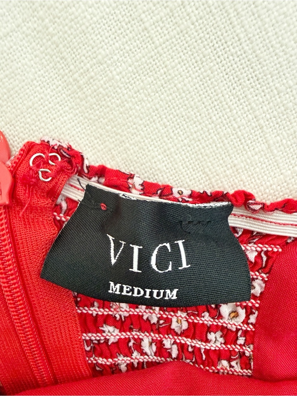 VICI Red Floral Maxi Dress Smocked Back Ruffle Strap Tiered Hem Rayon - Picture 11 of 13